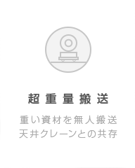 〈超重量搬送〉重い資材を無人搬送。天井クレーンとの共存。